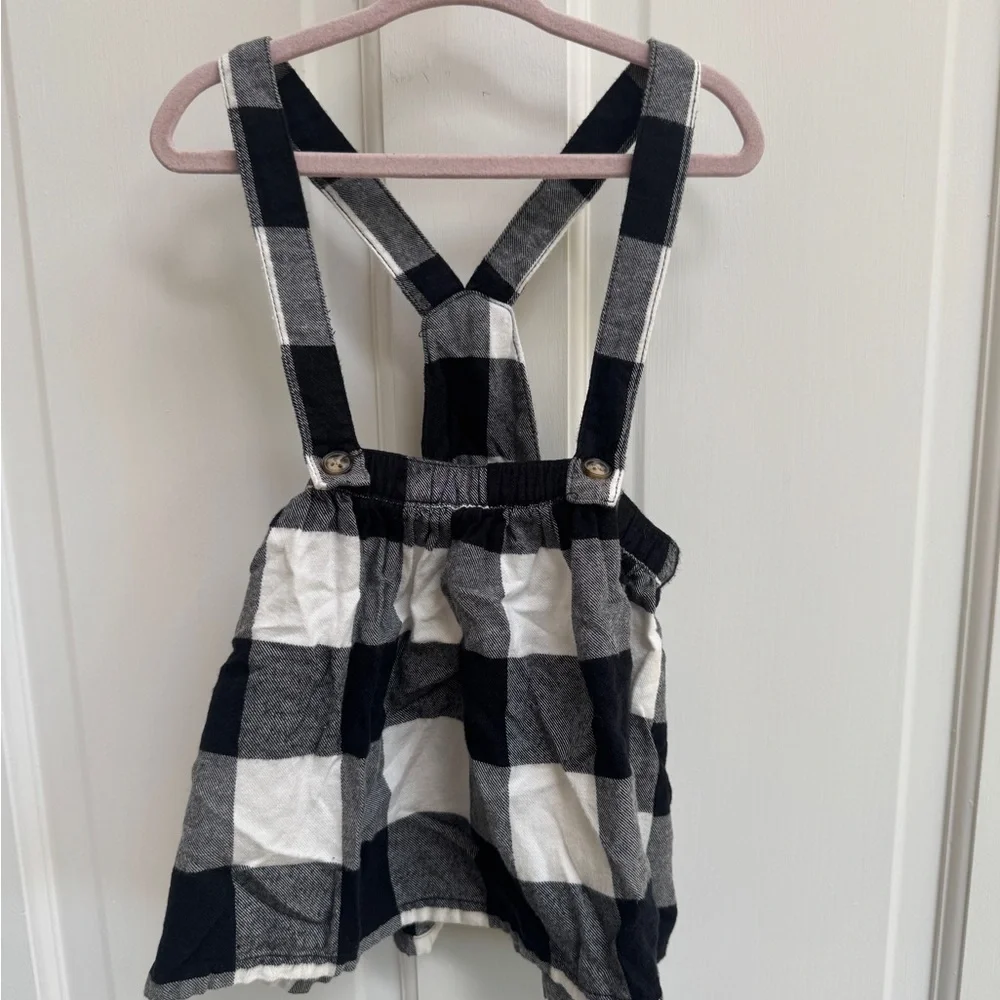 Carter's 2T Girls Black and White Checkered Plaid Overalls Dress
